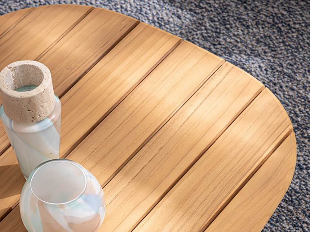 Bizzotto: salón de exterior Apollus con sofá de 2 plazas y mesa de centro de diseño en teca