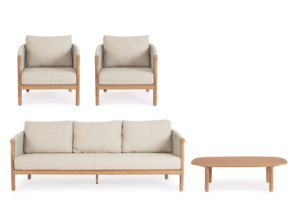 Mobel 6000: conjunto Apollus de Bizzotto, elegancia mediterránea en madera de teca y tejido Olefin