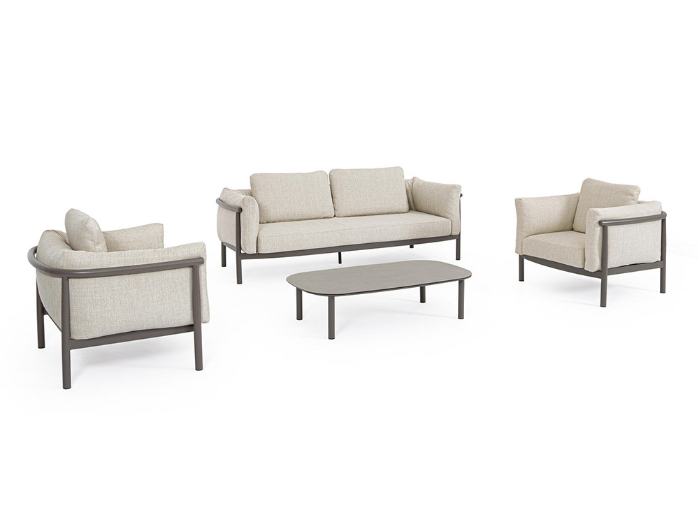 Muebles de terraza modernos: set Theodore de Bizzotto con estructura de aluminio y cojines de grandes dimensiones