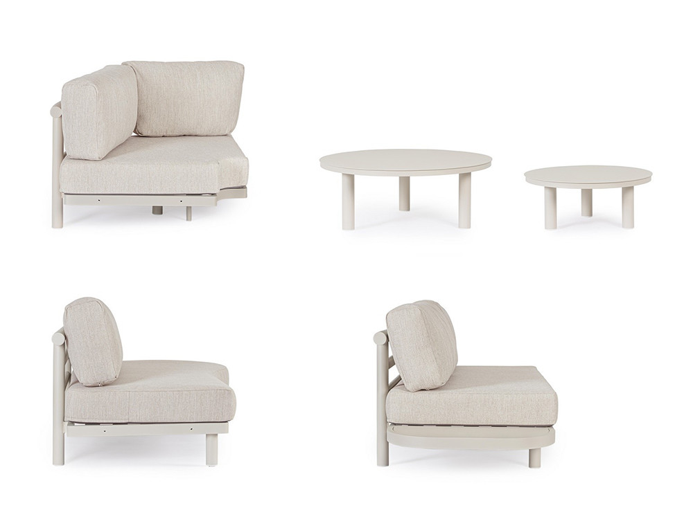 Set de mesas de centro para exterior Hércules: diseño redondo en aluminio de la firma Bizzotto