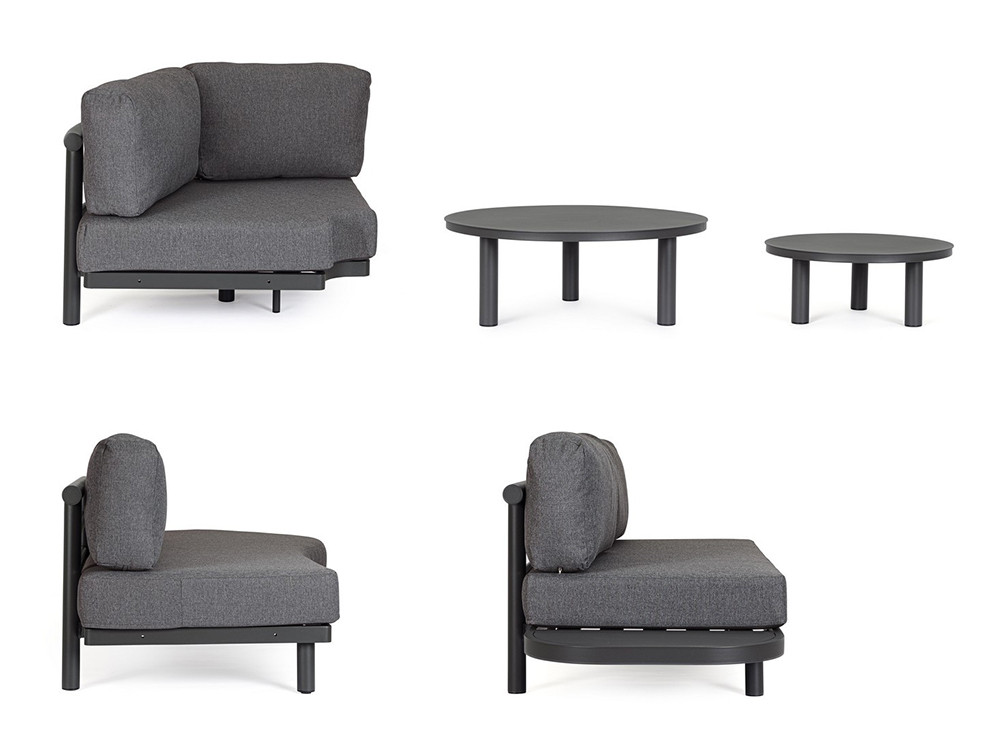 Conjunto sofa exterior aluminio Hércules: diseño funcional de Bizzotto disponible en dos colores