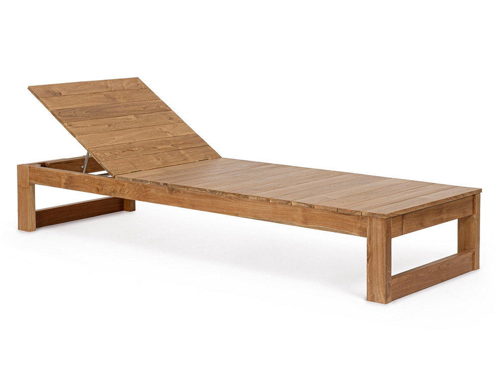 Tumbona reclinable de madera de teca FSC con respaldo de 5 posiciones para terraza y jardín en Mobel6000.