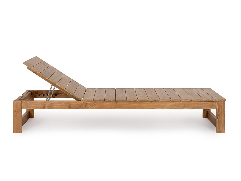 Tumbona reclinable moderna para terraza, fabricada en madera de teca sostenible FSC con 5 posiciones