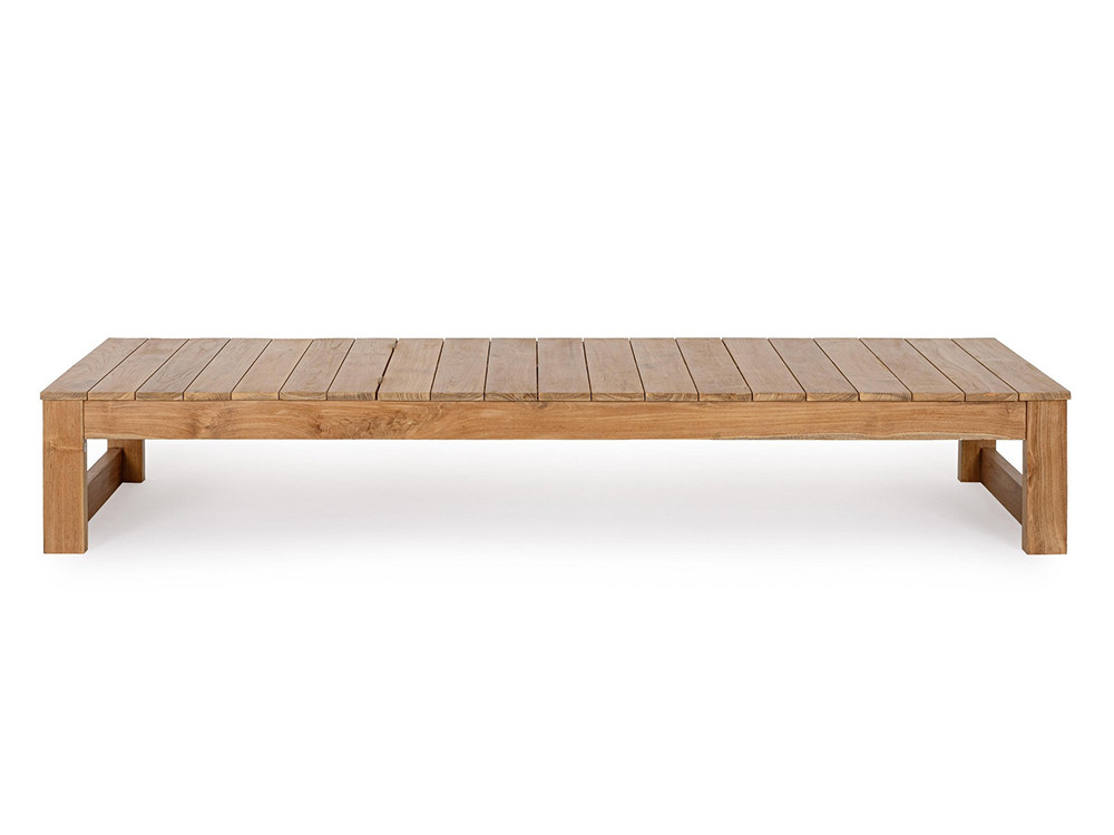 Tumbona de teca FSC para piscina y jardín, diseño sencillo con 5 posiciones de reclinamiento