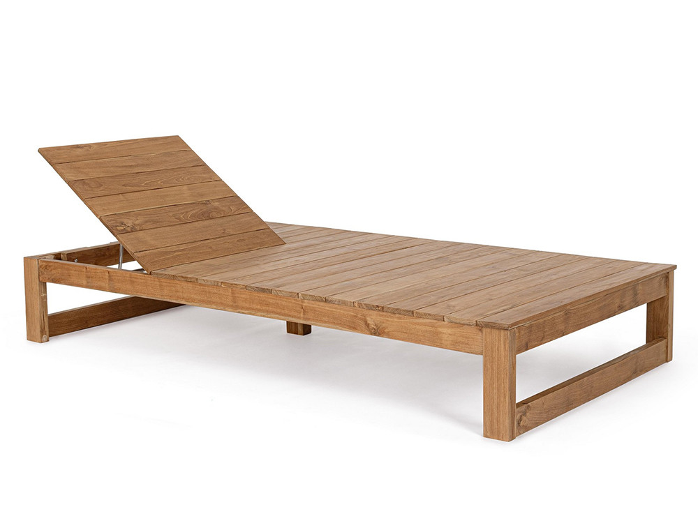 Tumbona Honolulu Individual Plus Bizzotto con superficie de madera de teca para terraza y jardín.