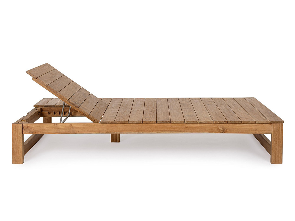Tumbona Bizzotto Honolulu Individual Plus, superficie de madera natural de teca para piscina y jardín.