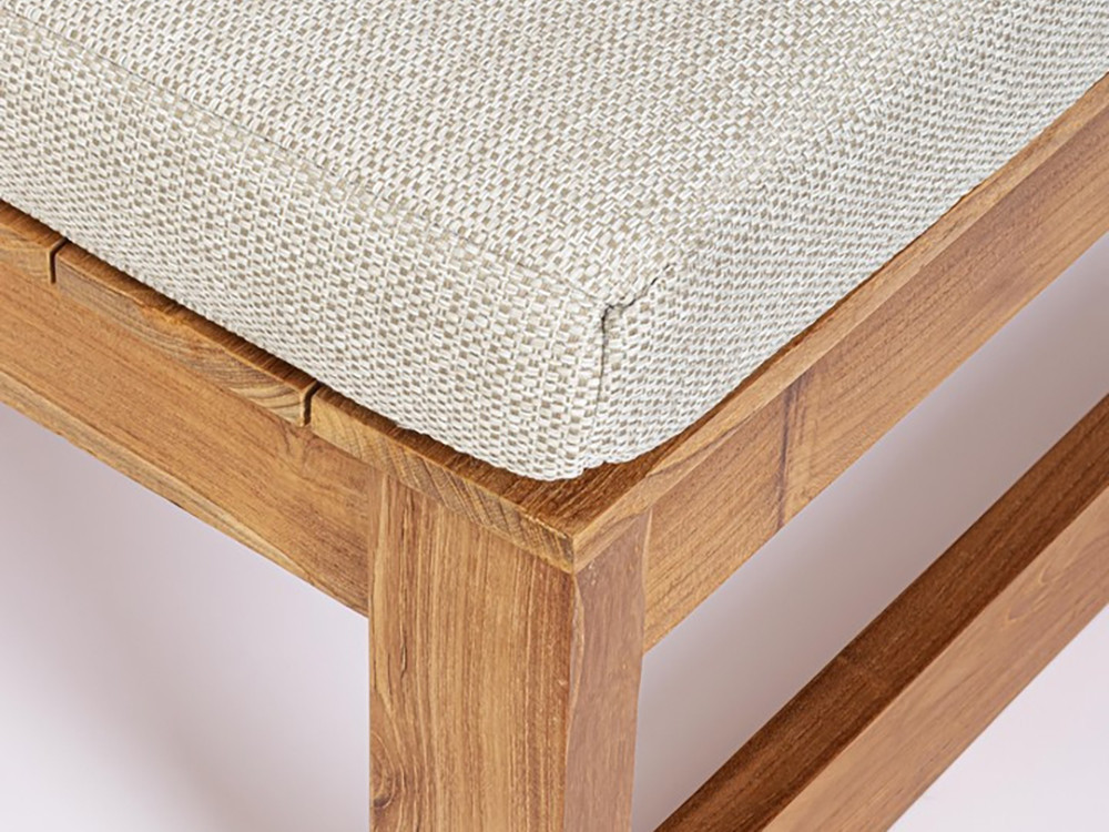 Tumbona reclinable de teca Honolulu Plus, diseño de lujo para exterior con colchoneta de tejido olefina.