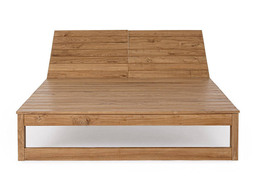 Tumbona doble de teca Honolulu, mobiliario de terraza y jardín de calidad con colchoneta de tejido olefin.