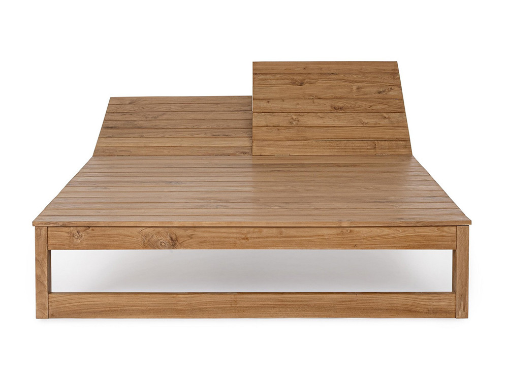 Mobiliario de exterior: tumbona doble Honolulu en madera natural de teca con respaldos de 5 posiciones.