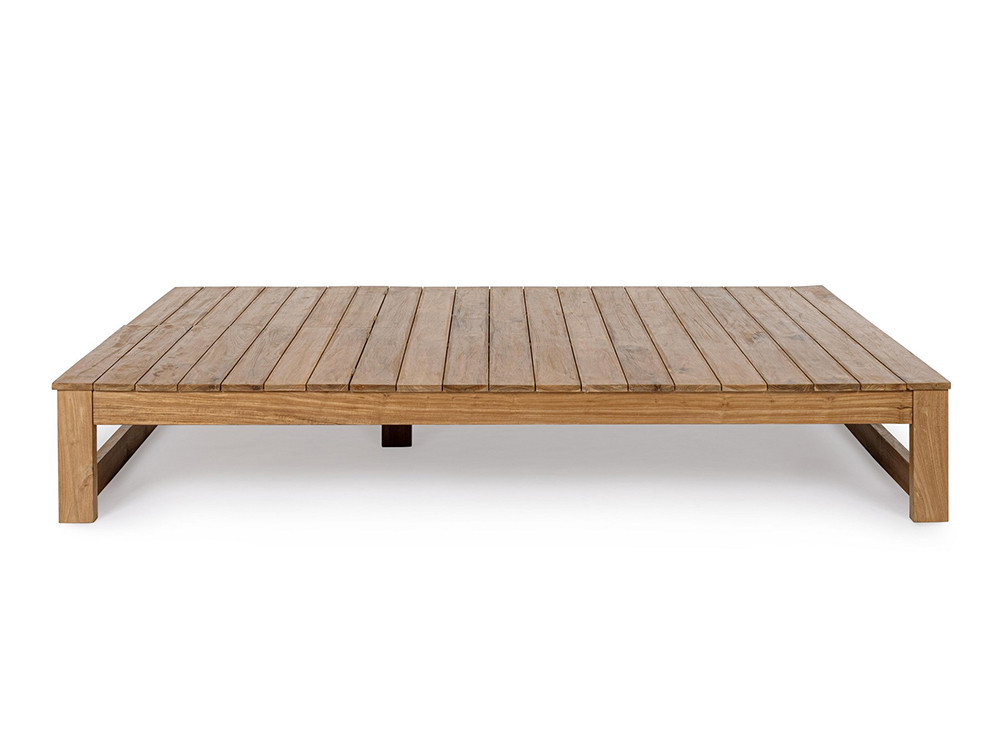 Tumbona Honolulu doble de teca, respaldos independientes de 5 posiciones para máximo confort en exterior.