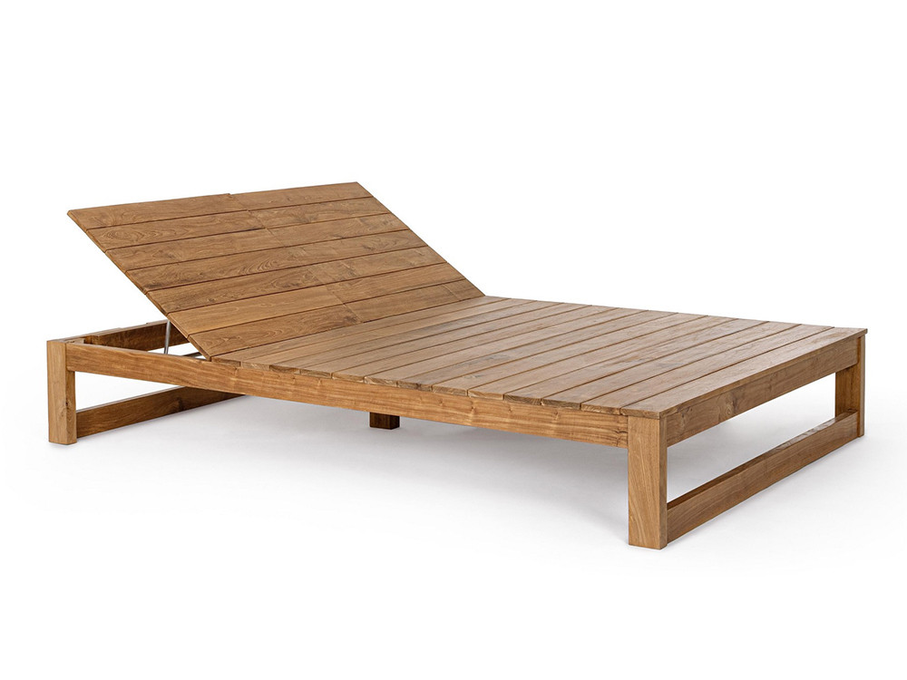 Mobiliario para jardín: tumbona doble de teca Honolulu con respaldos ajustables de 5 posiciones en Mobel 6000.
