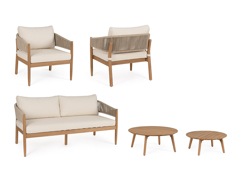 Mobiliario para jardín Thiago, diseño moderno con cuerda trenzada y cojines desenfundables de olefin