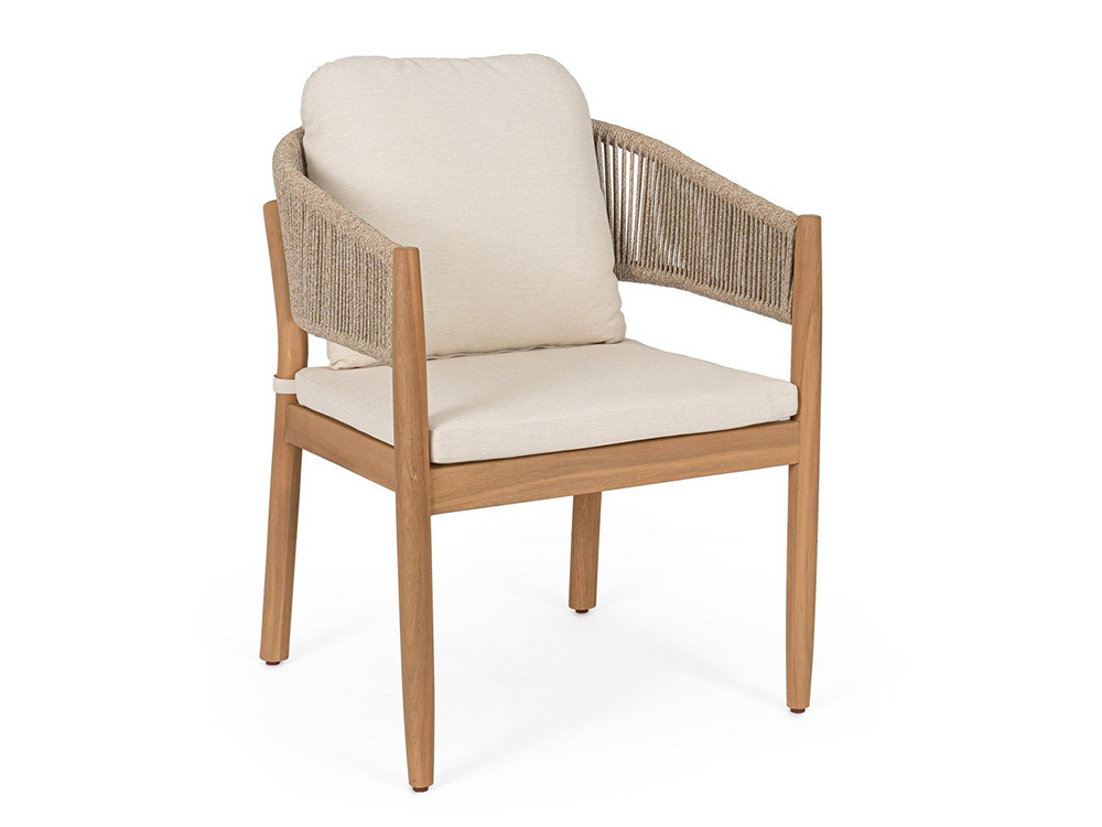 Silla de comedor exterior Thiago en madera de acacia y cuerda trenzada para tu terraza y jardín