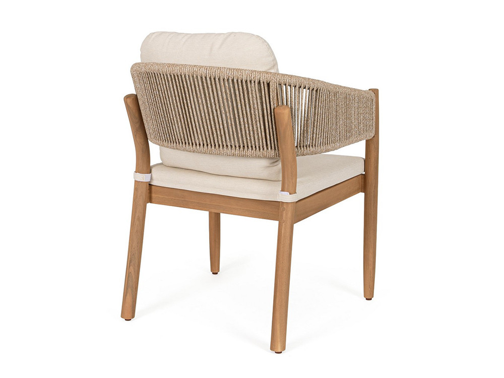 Silla exterior de cuerda trenzada y madera de acacia Thiago, diseño moderno para terraza en Mobel 6000