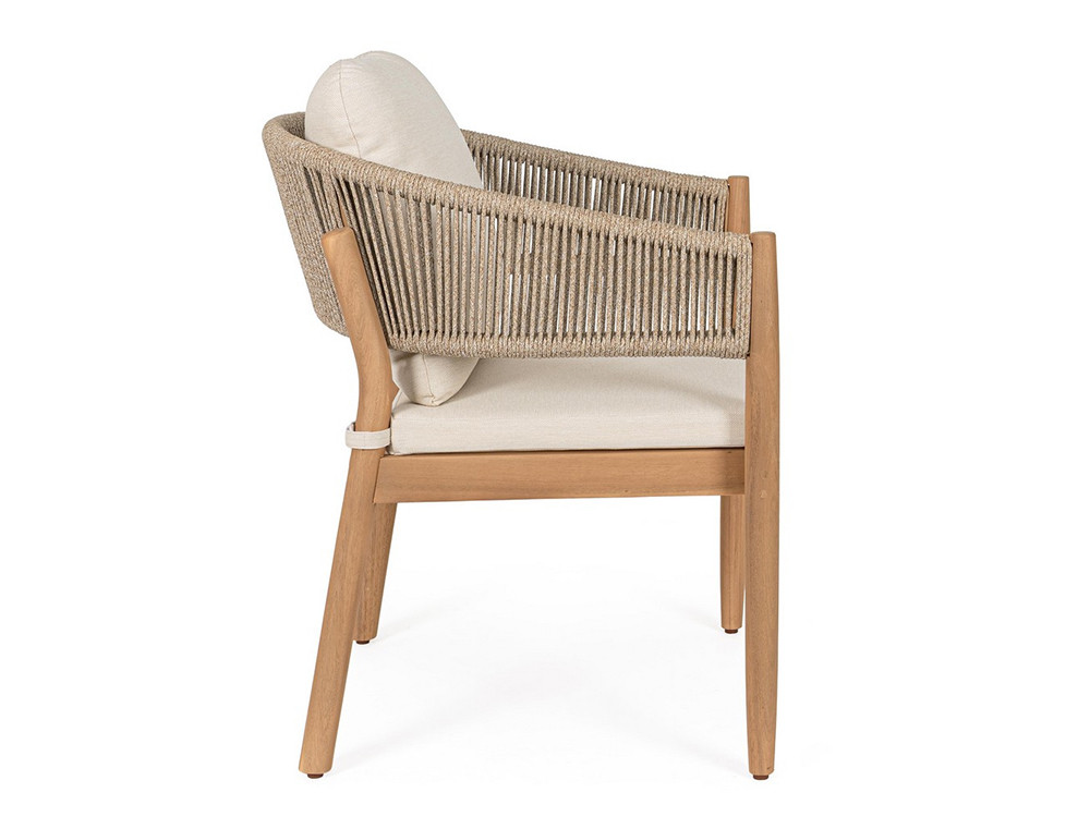 Silla de comedor para exterior Thiago, elegancia en madera de acacia y cuerda trenzada para tu jardín