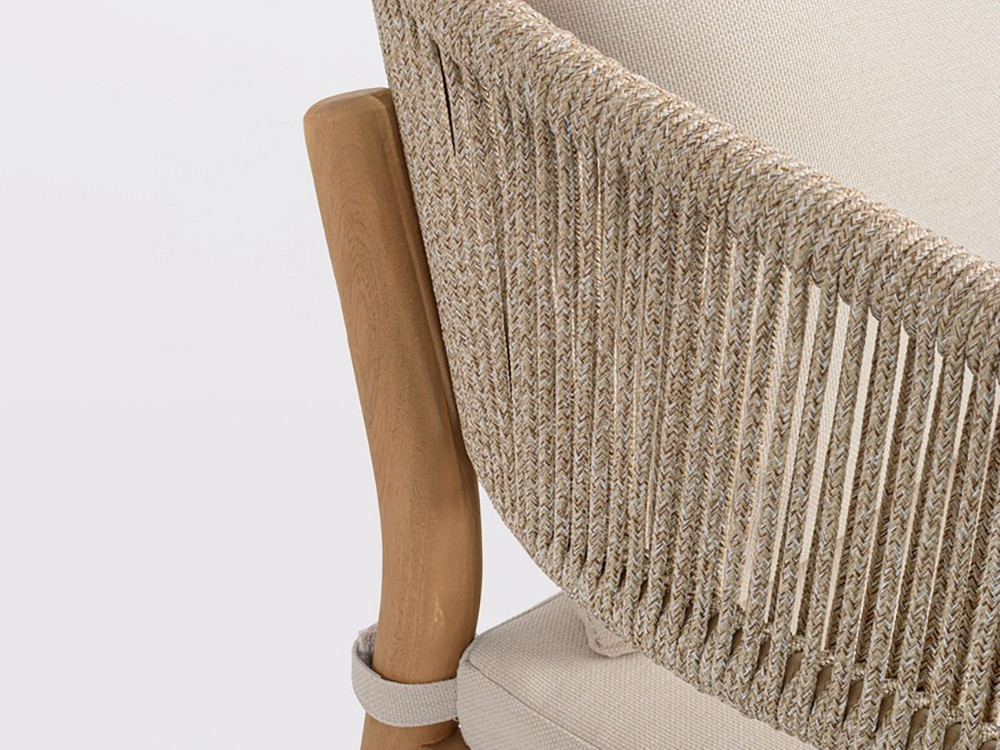 Muebles de exterior: silla Thiago en madera de acacia y cuerda trenzada, confort para terraza y jardín