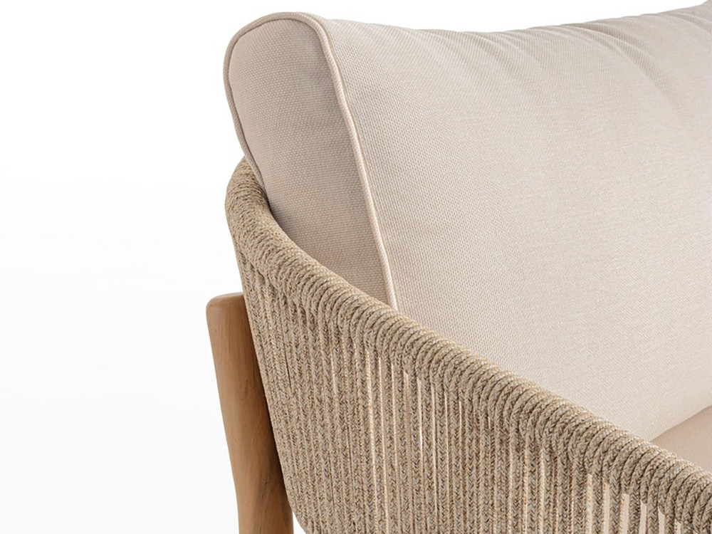 Mueble de jardín: sofá madera exterior, sillones de aluminio y mesa de centro para terraza Thiago