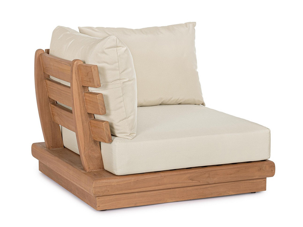 Mobel 6000 sofá exterior Delgada: diseño modular con módulos en esquina y centrales en madera noble