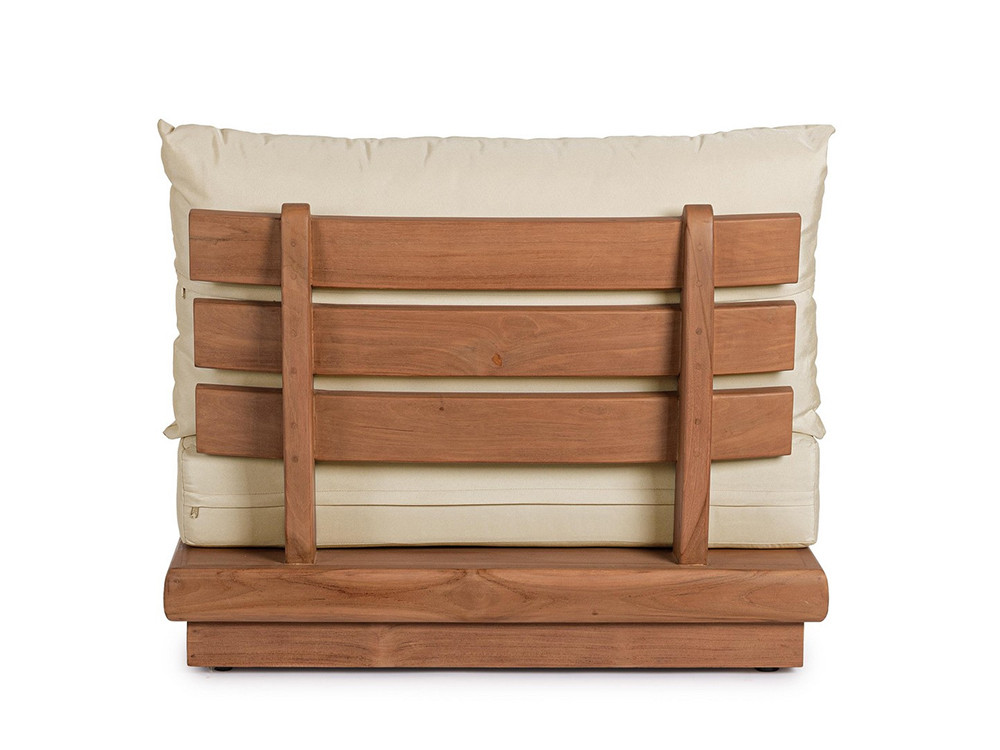 Sofá modular esquinero jardín Delgada: base baja de teca y olefin, confort premium en Mobel 6000