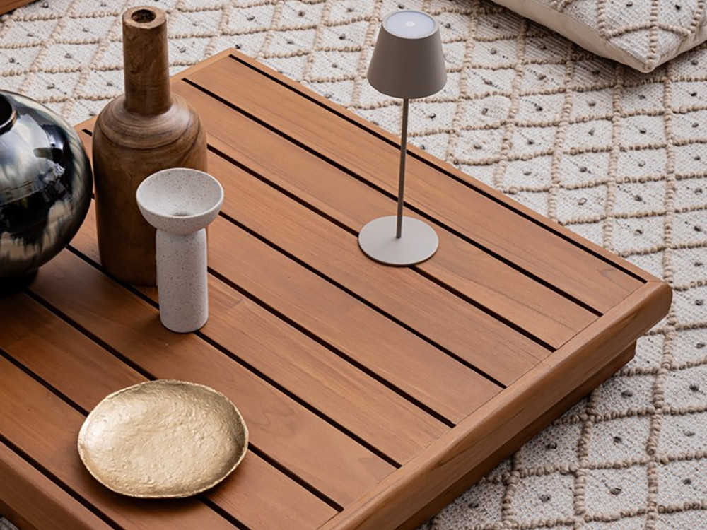 Mesa de centro para exterior Delgada en madera de teca SVLK: diseño moderno y natural en Mobel 6000