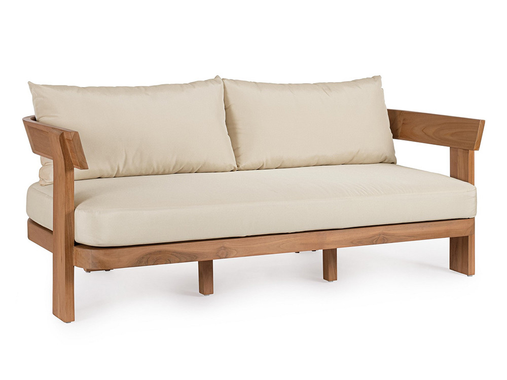 Sofá madera exterior Evora en madera de teca SVLK con cojines desenfundables de tejido olefin en Mobel 6000