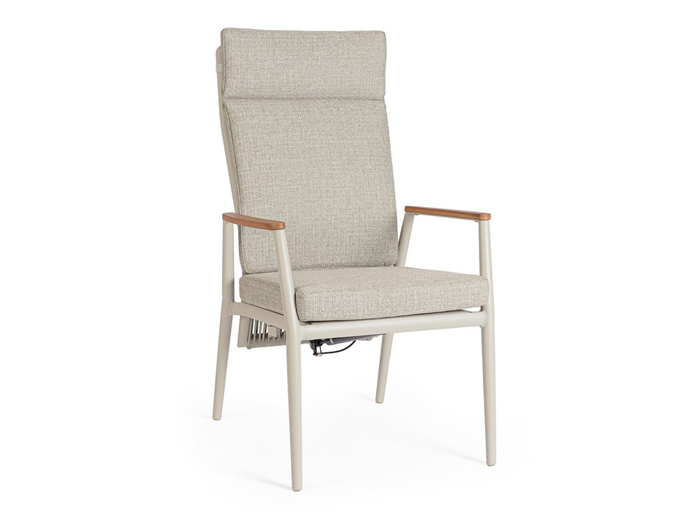 Muebles de terraza modernos: sillón reclinable en aluminio con respaldo de cuerda y tejido Olefin premium