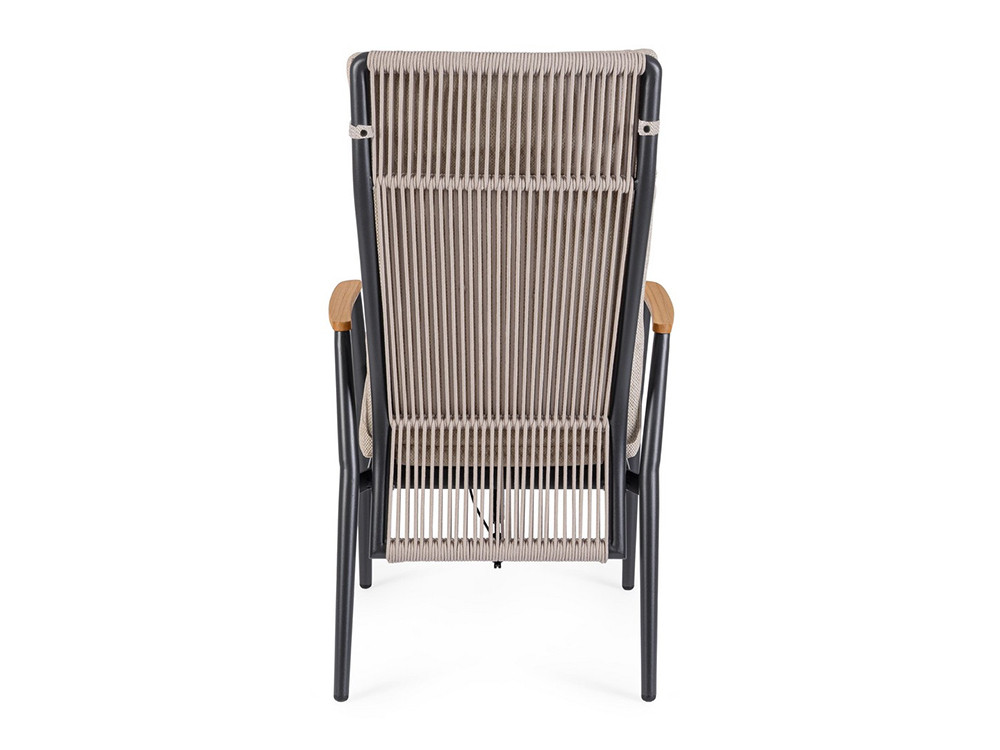 Sillón de jardín aluminio Bizzotto: diseño técnico con textilene, cuerda y cojín resistente Olefin