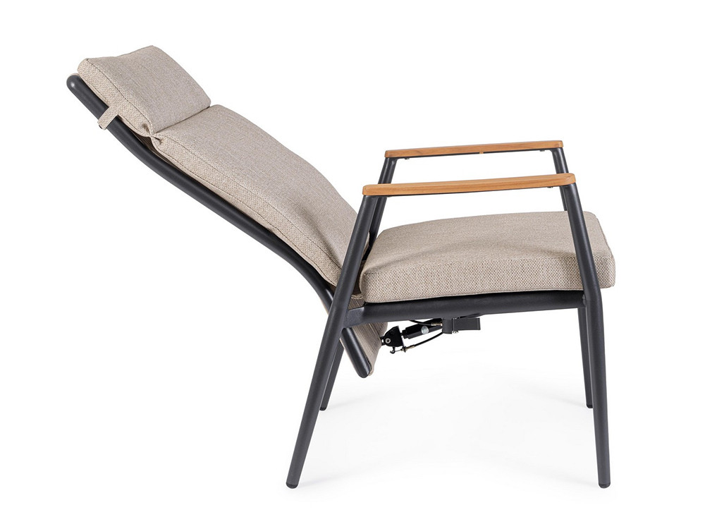 Sillón reclinable manual de aluminio y cuerda trenzada con asiento de textilene en 2 acabados