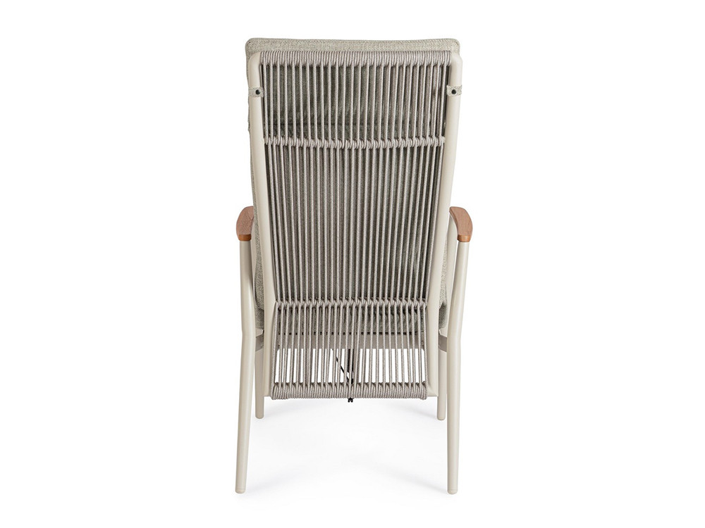 Asientos de exterior premium: sillón reclinable de aluminio con respaldo de cuerda y asiento de textilene