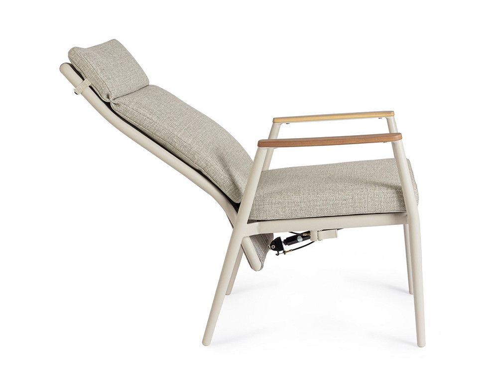 Sillón relax moderno para terraza y jardín: aluminio, cuerda trenzada, textilene y cojín Olefin