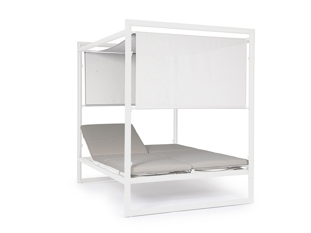 Cama de jardín Konnor de aluminio en 4 acabados con parasol ajustable para tu terraza