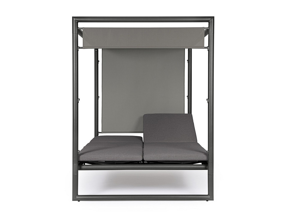 Cama balinesa de diseño Konnor en aluminio con cojines técnicos olefina de Mobel 6000