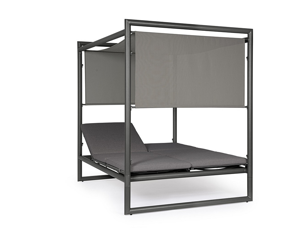 Daybed Konnor Bizzotto para jardín con camas reclinables y techo parasol en Mobel 6000