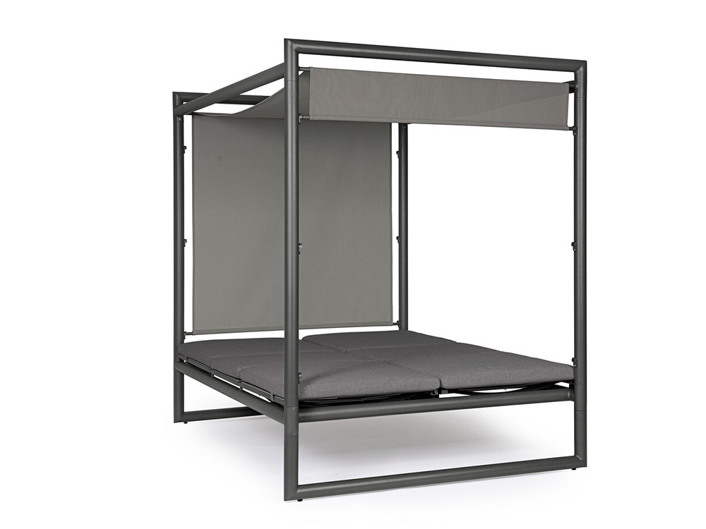 Cama balinesa de aluminio Konnor: relax exterior con parasol de 3 posiciones en Mobel 6000