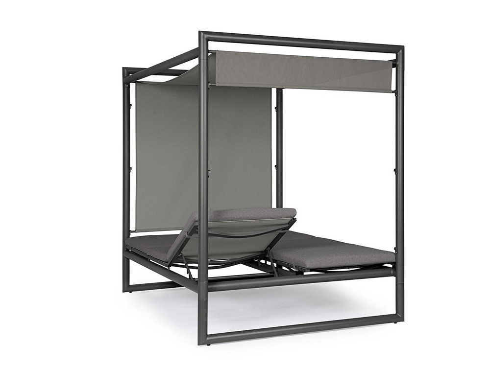 Muebles de exterior: daybed Konnor de aluminio y tejido olefina con parasol para terraza