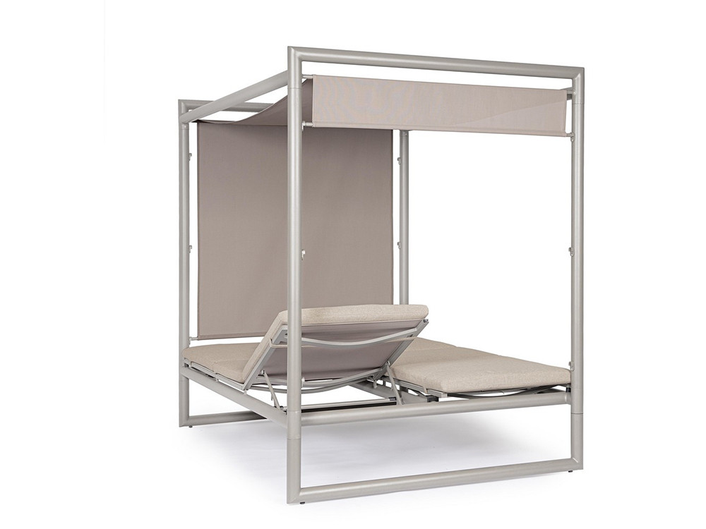 Cama balinesa Konnor de aluminio en 4 colores, parasol deslizante y tejido resistente Mobel 6000