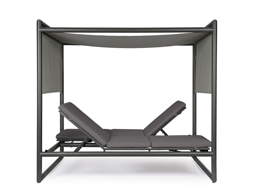 Daybed Konnor para piscina con parasol de 3 posiciones y camas reclinables en Mobel 6000