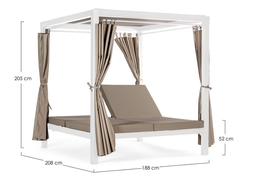 Muebles de terraza Bizzotto: cama balinesa Dream de aluminio con colchonetas de textilene.