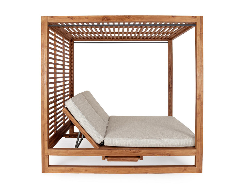 Cama balinesa Bizzotto Honolulu, diseño premium en madera de teca con colchonetas de tejido olefin