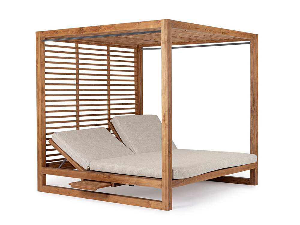 Muebles de exterior: cama de jardín Honolulu en madera de teca FSC y tejido olefin en Mobel 6000