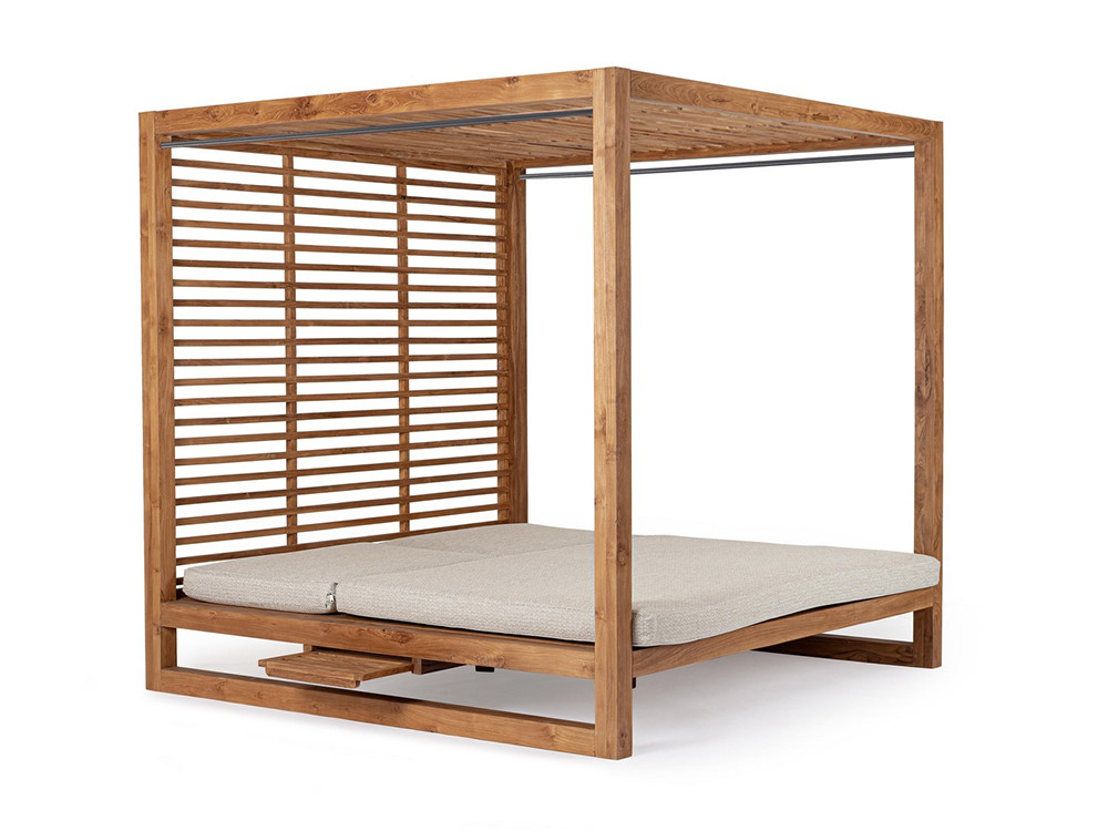 Mobiliario de exterior: cama balinesa Honolulu de teca maciza FSC para piscina en Mobel 6000