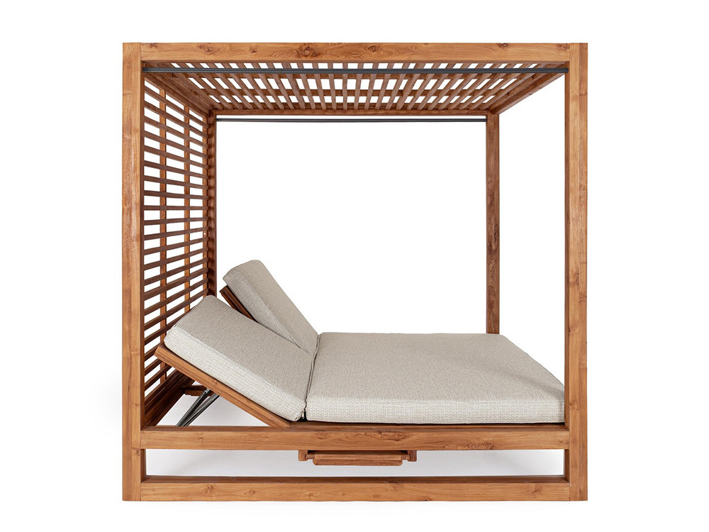 Cama balinesa de madera sostenible teca FSC modelo Honolulu con colchonetas olefin en Mobel 6000