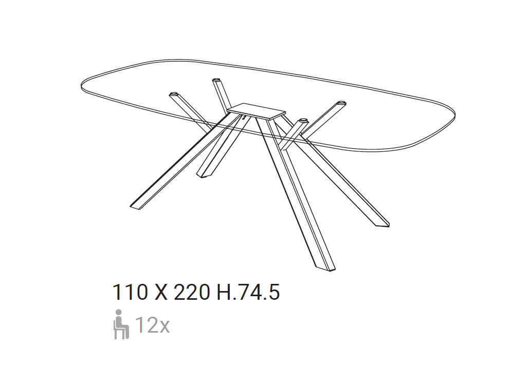Mesa fija de comedor Mizar de Easyline: funcional sobre porcelánico y base metálica en Mobel 6000.