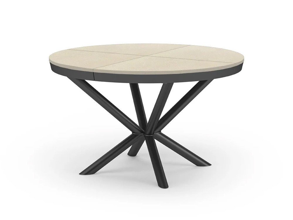 Mesa redonda extensible moderna Full Moon de Easyline: elegante sobre de eco madera y base de metal de alta calidad
