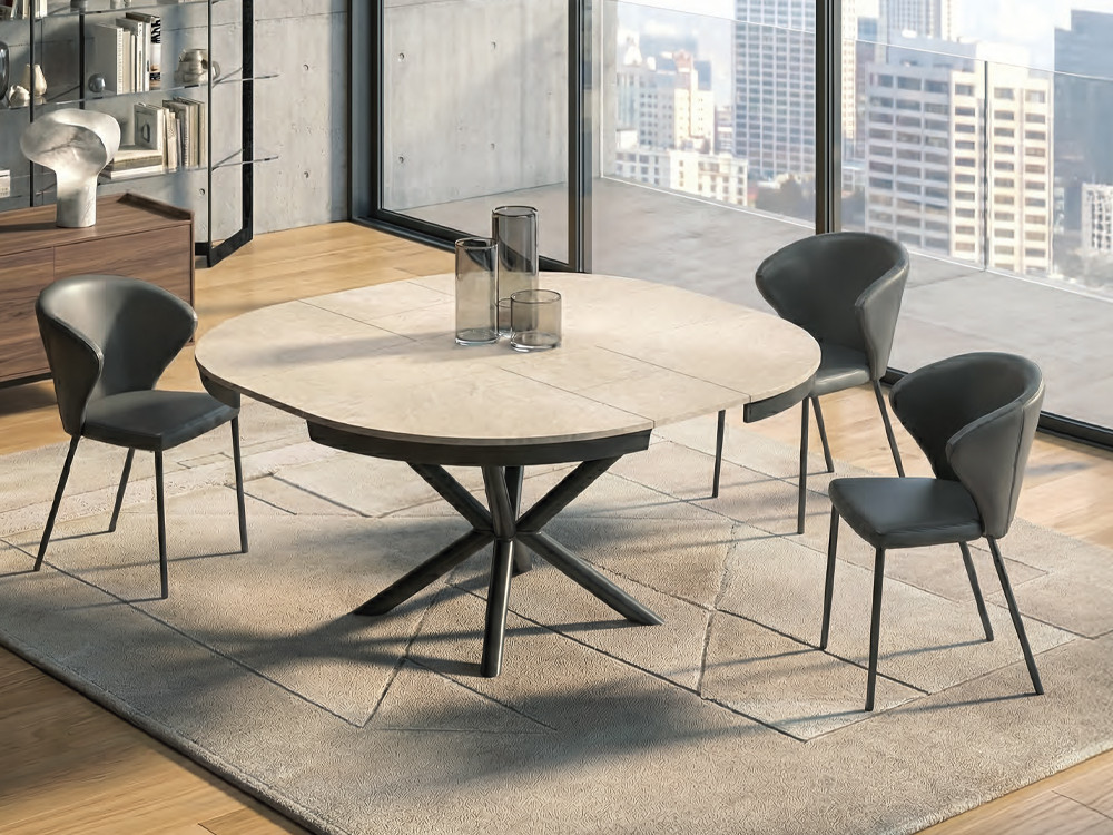 Mesa de comedor redonda extensible Full Moon de Easyline by Ozzio Italia, funcionalidad y diseño italiano en Mobel 6000