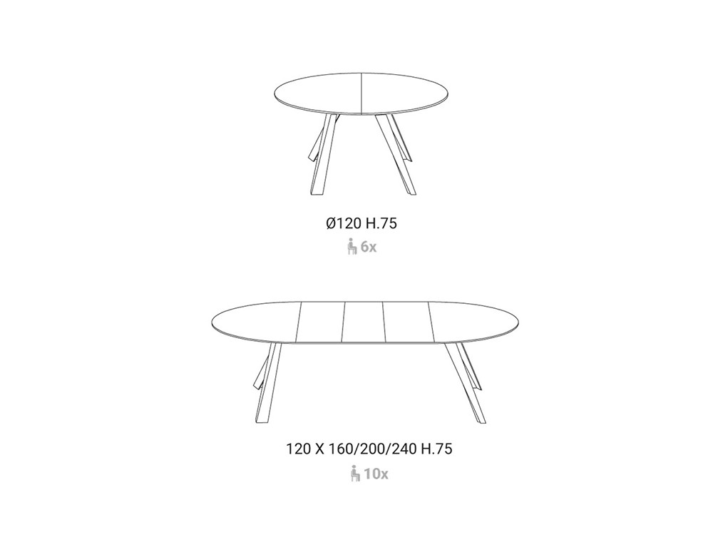 Mesa redonda extensible Convivio Easyline by Ozzio Italia - 11