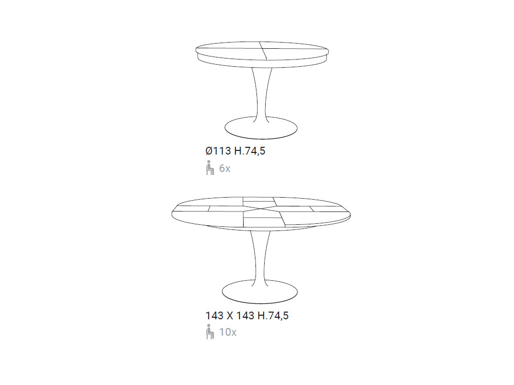 Mesa circular extensible Croissant de Easyline by Ozzio Italia: estilo y funcionalidad para tu comedor