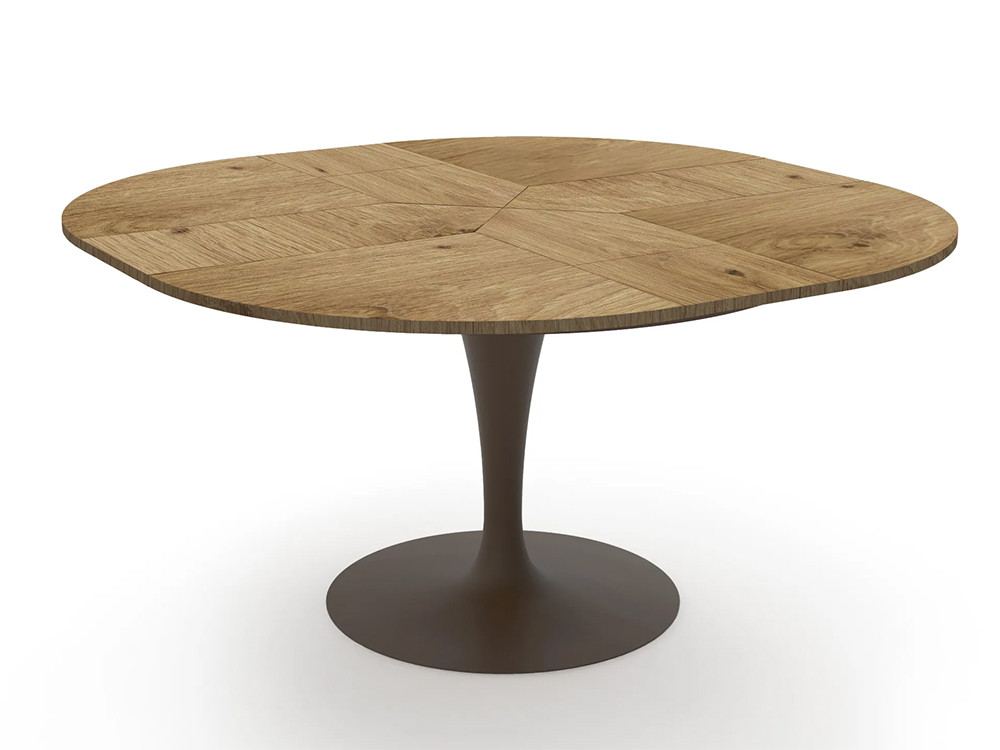 Mobel 6000: mesa comedor redonda extensible Croissant en eco-madera con base de metal de Easyline
