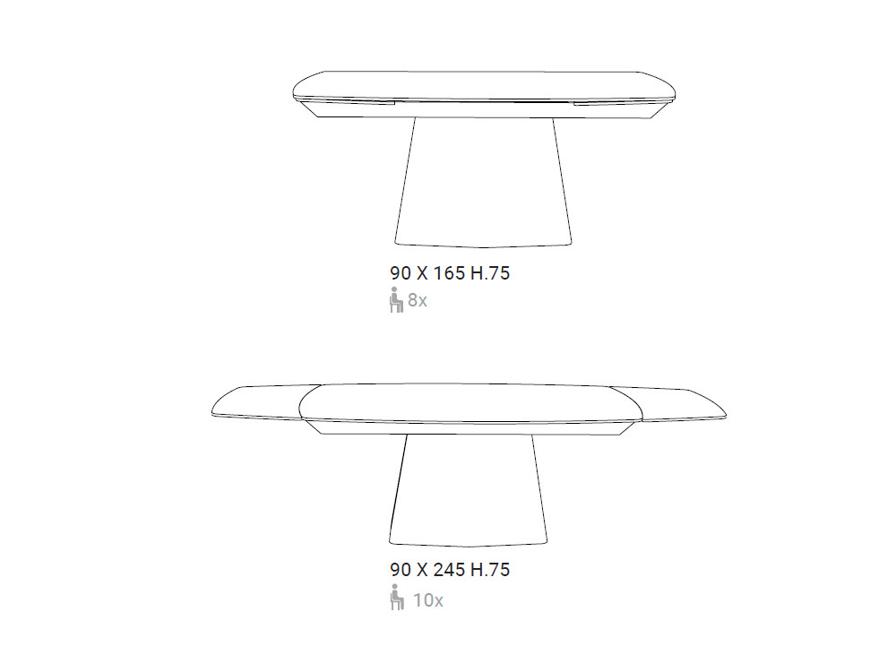 Mesa comedor extensible Zenit de Easyline: diseño facetado y sobre porcelánico en Mobel 6000