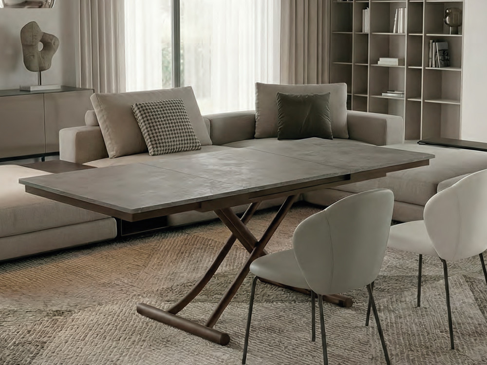 Mesa transformable Sesamo de Easyline by Ozzio Italia: diseño italiano en eco madera en Mobel 6000.